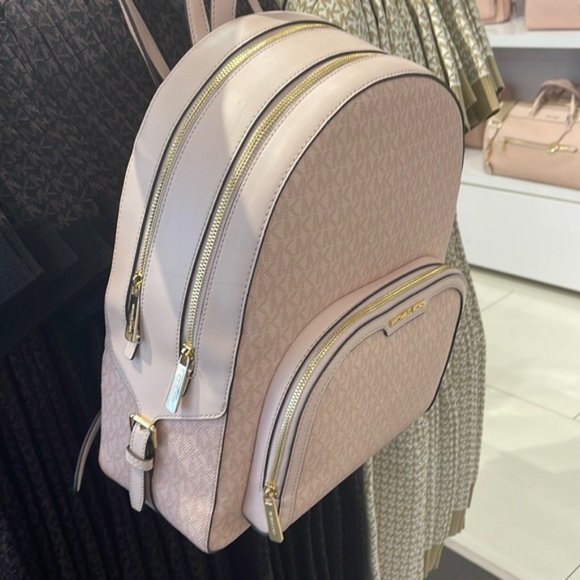 Michael Kors Jaycee Large Zip Pocket Backpack Dark Powder Blush - Picture 16 of 16